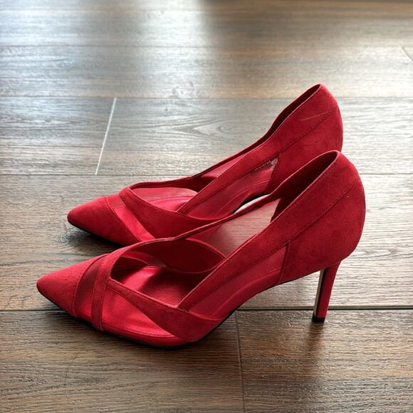 Nine West Evani NWOT Pointy Toe Faux Suede Heel Shoes with mesh detail. No Box - Picture 5 of 10